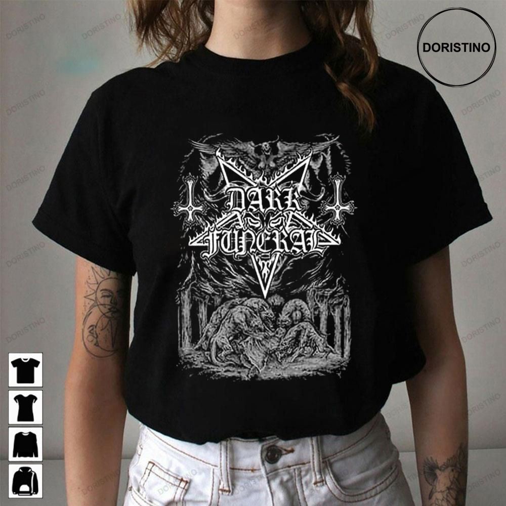 Dark Funeral Black Whitework Trending Style